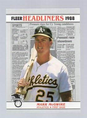 1988 Fleer Headliners Baseball Cards   002       Mark McGwire